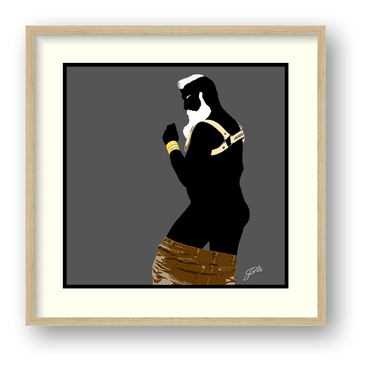 Bruce - Bear flag colours Art - Grey — framed