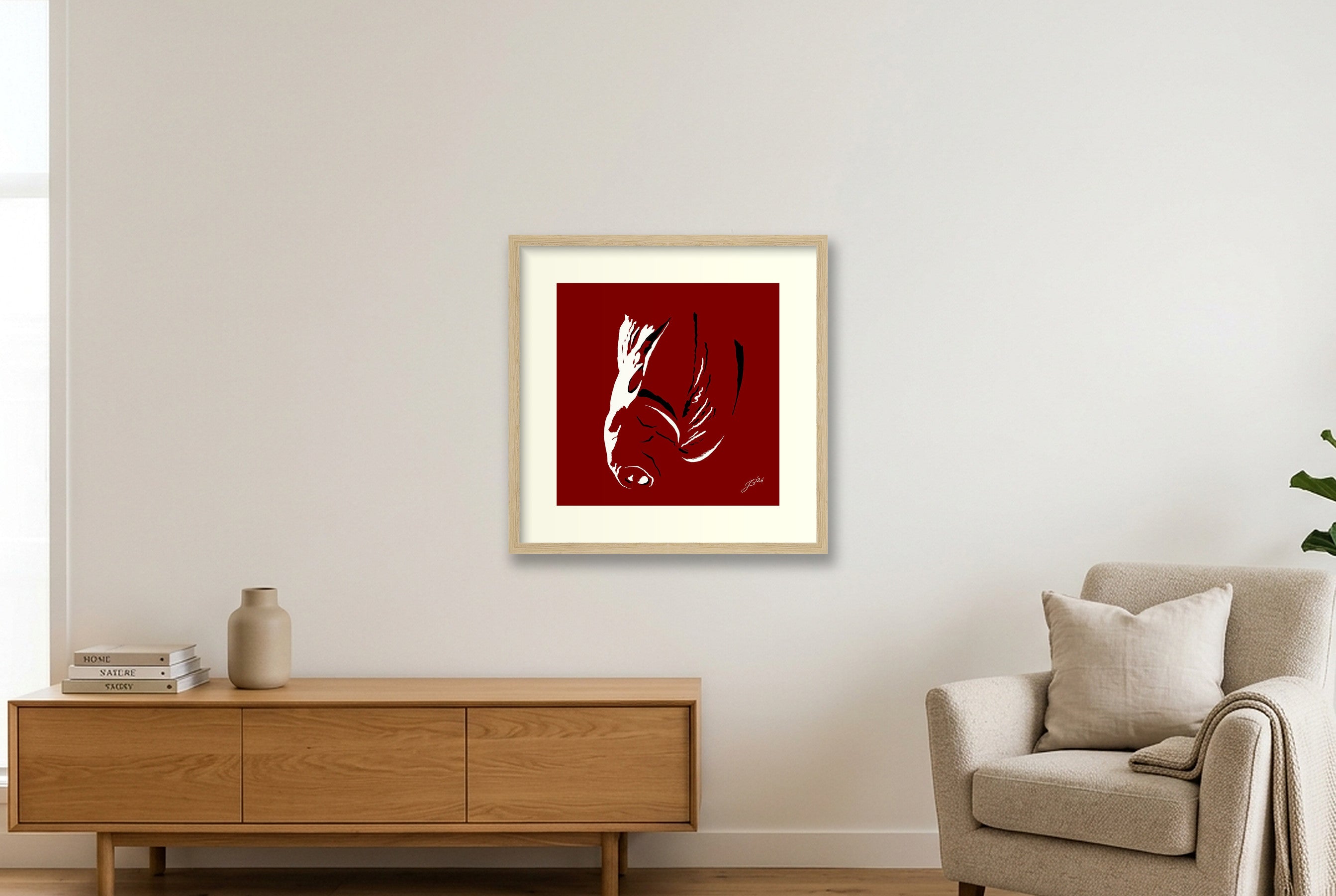 Nico’s Dick Pic — 40×40cm, 16×16" Oak Frame