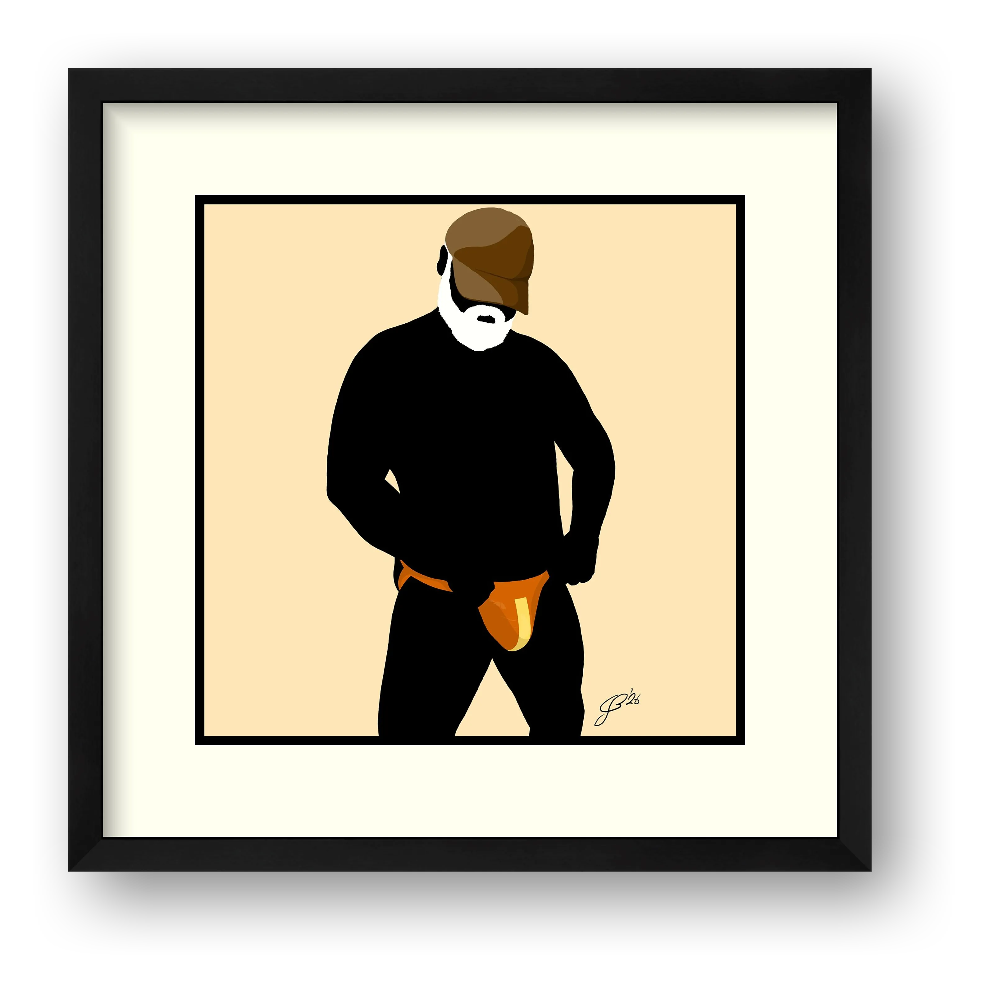 Jim - Bear flag colours Art - Cream — framed