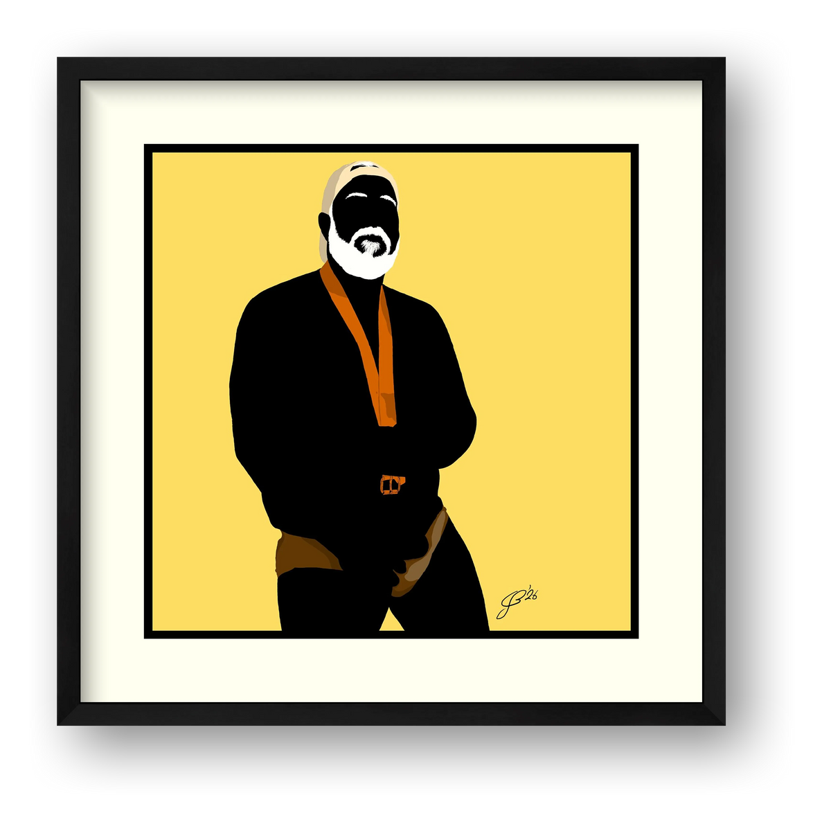 Raul - Bear flag colours Art - Yellow — framed