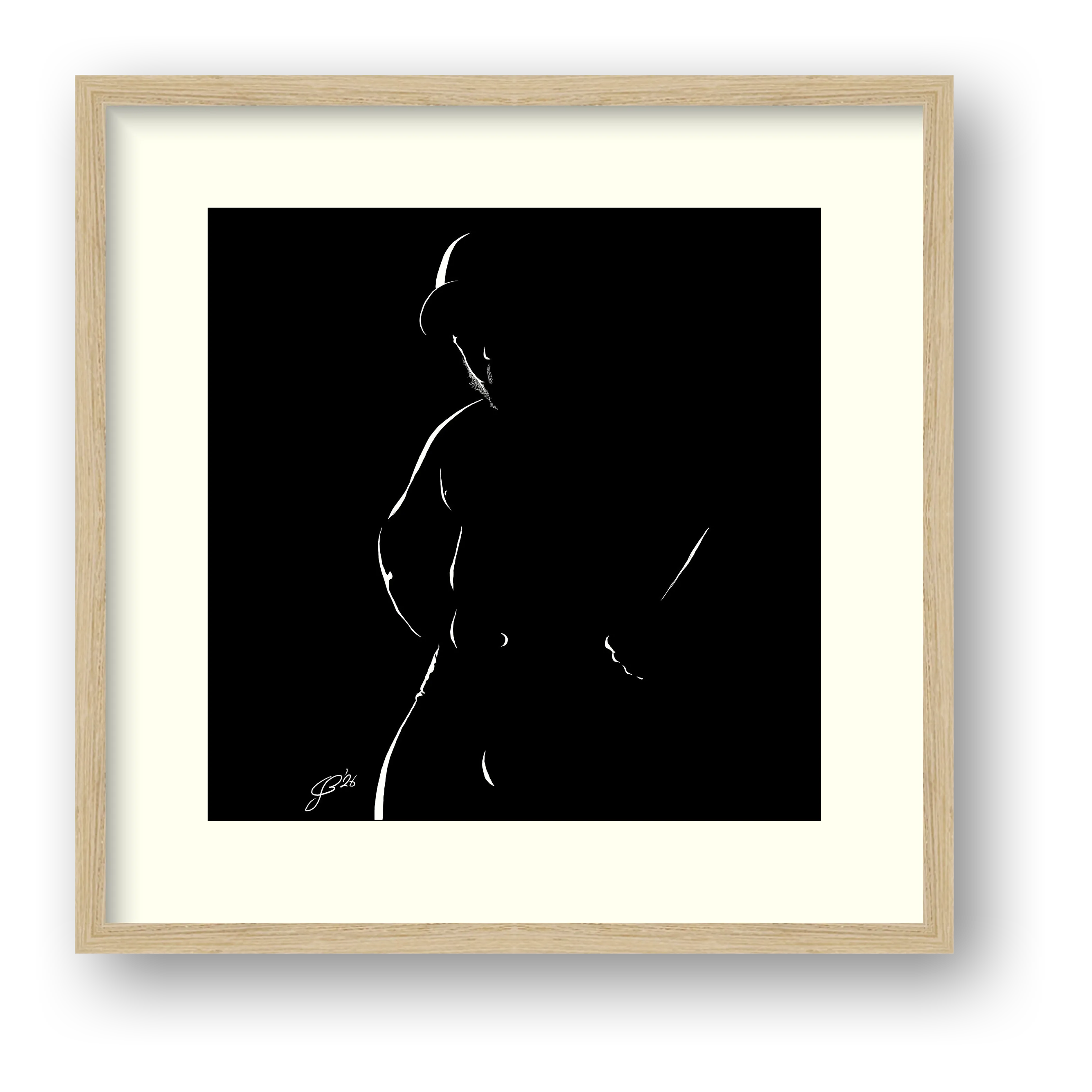 Capped Calvin “Negative space Bear” — framed