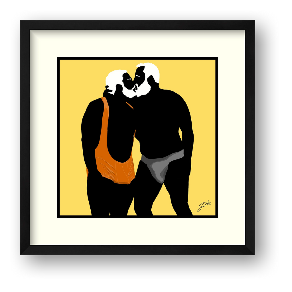 Mark & Steve - Bear flag colours Art - Yellow — framed