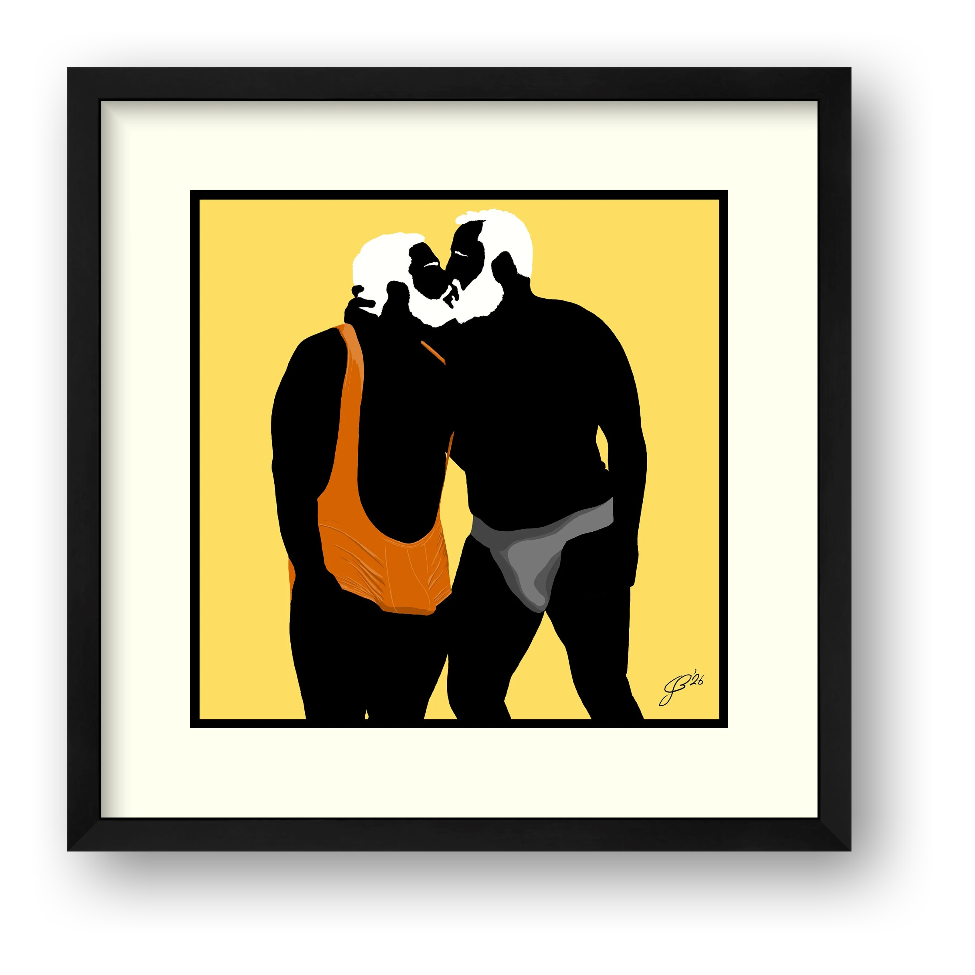 Mark & Steve - Bear flag colours Art - Yellow — framed