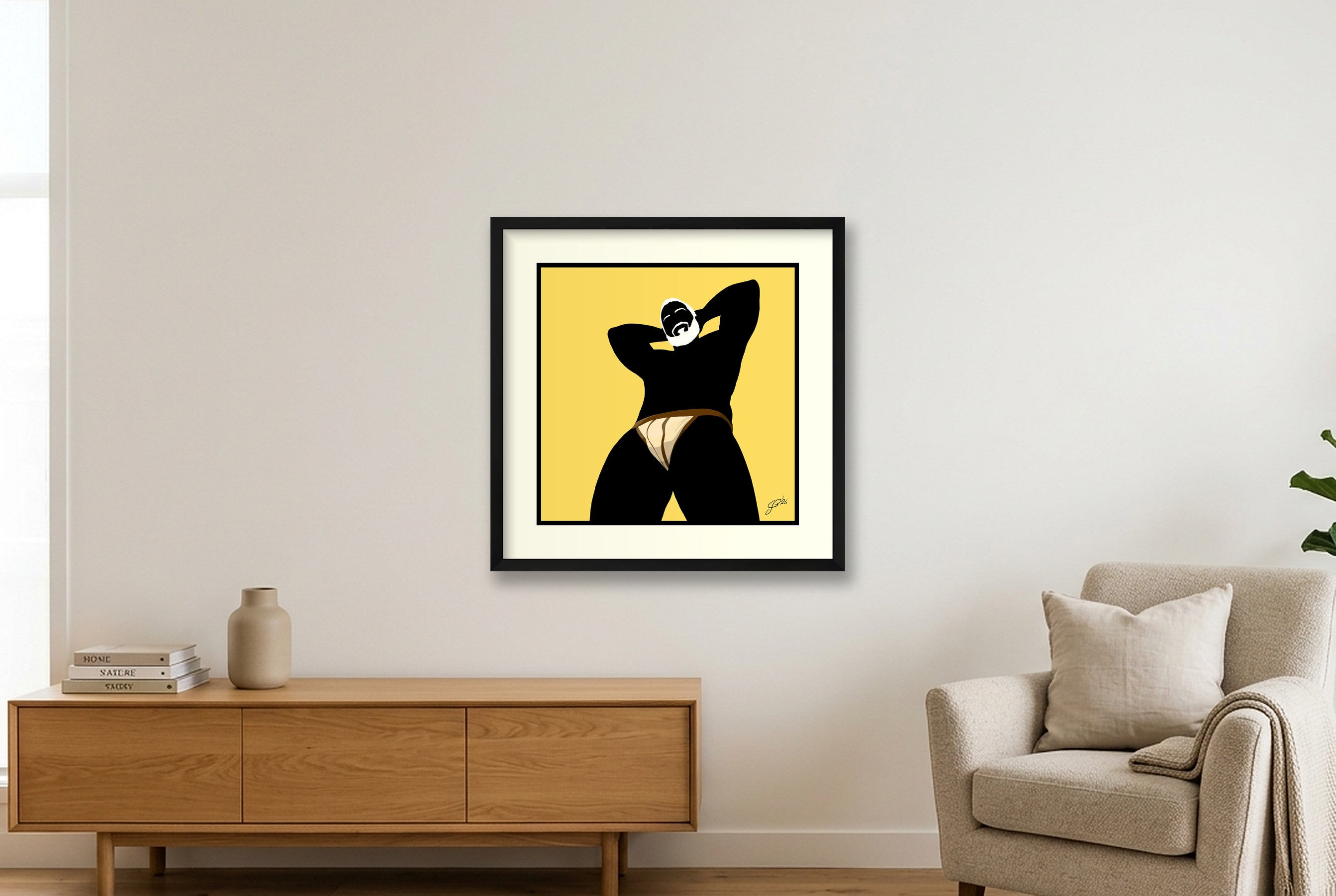 Frank - Bear flag colours Art - Yellow — 50×50cm, 20×20" Black Frame