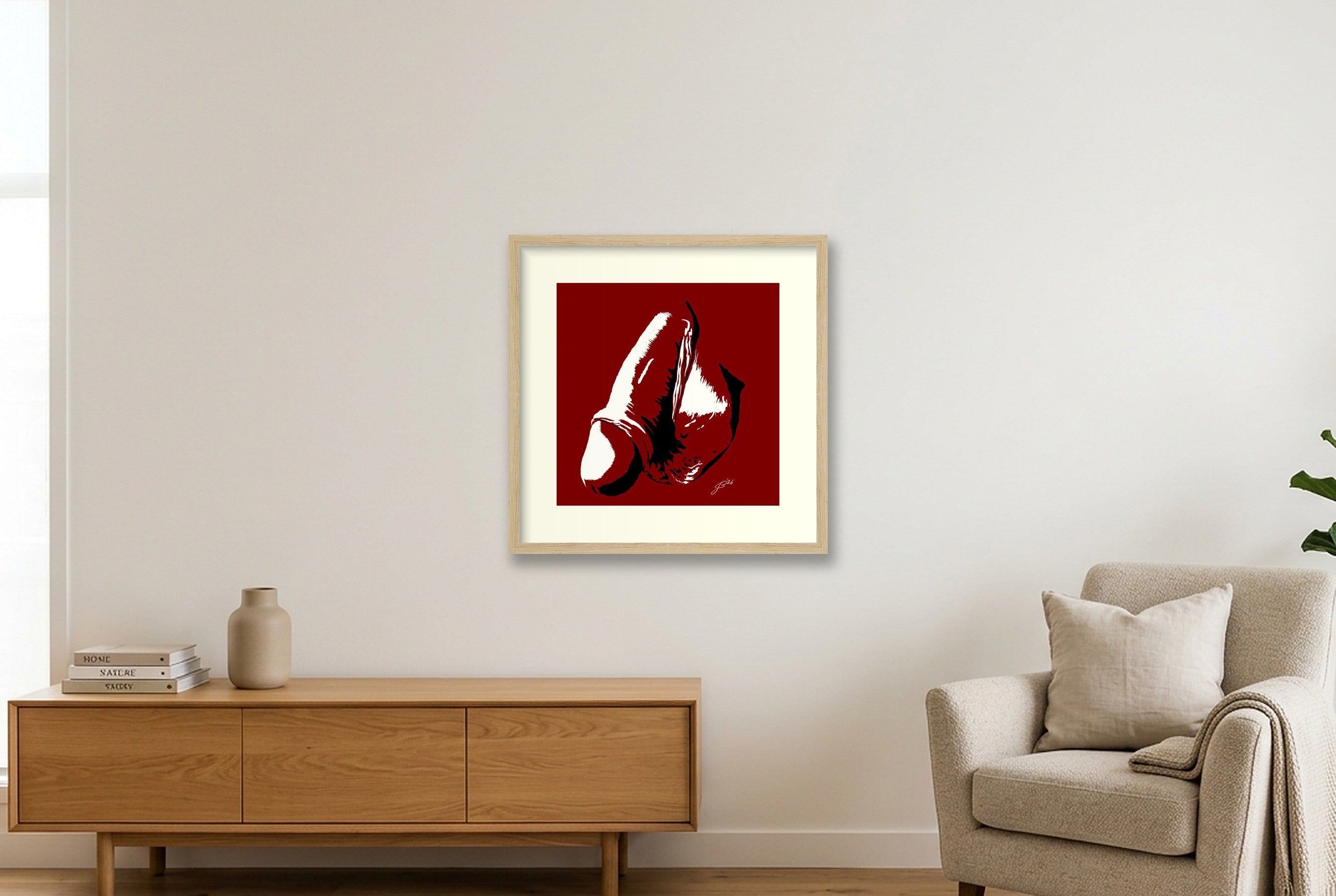 Quentin’s Dick Pic — 40×40cm, 16×16" Oak Frame