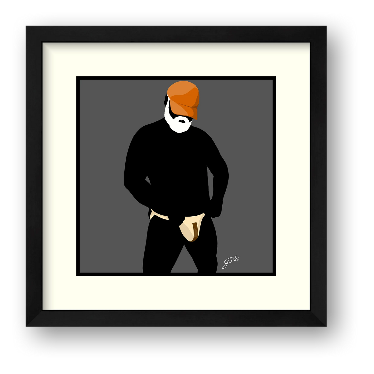 Jim - Bear flag colours Art - Grey — framed