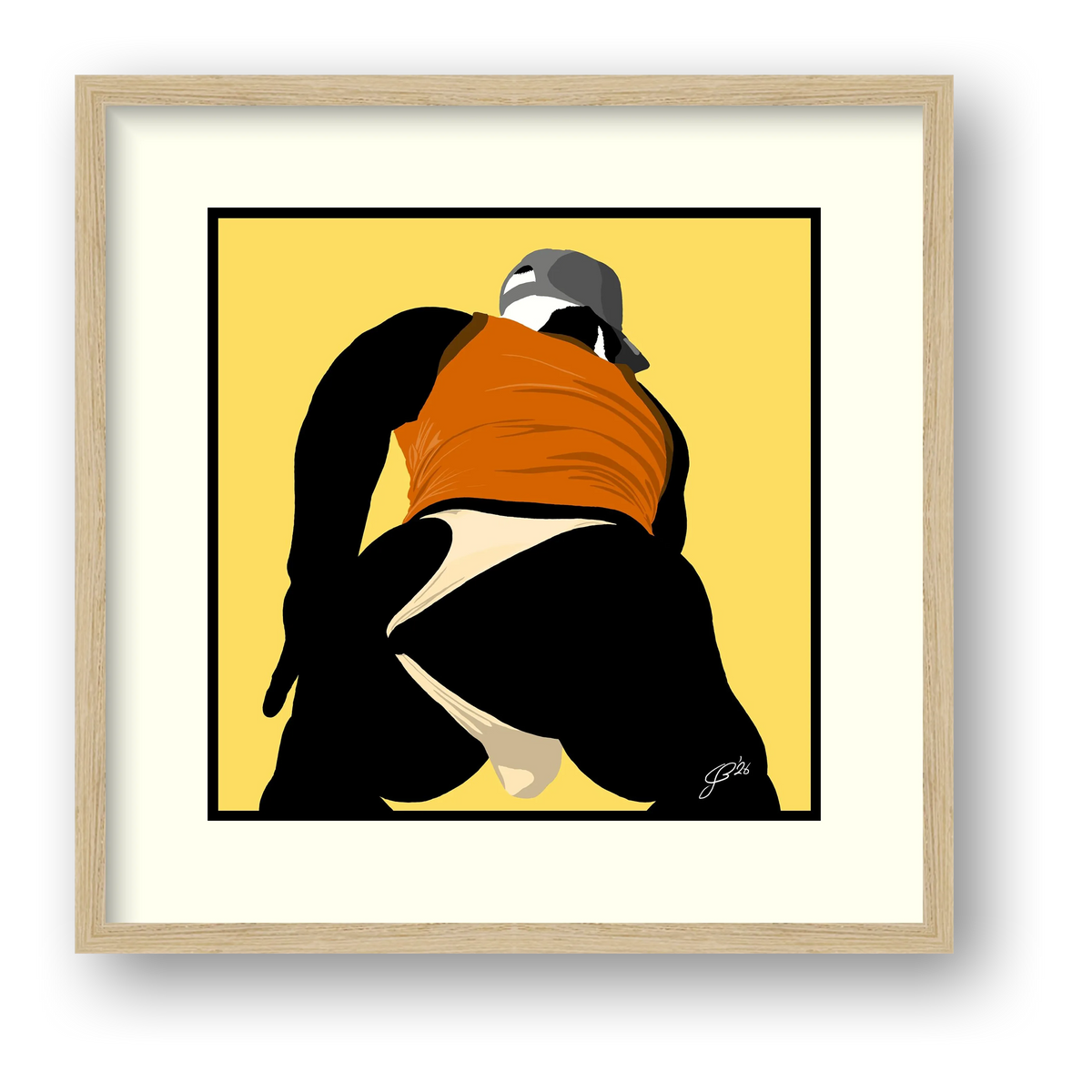 Tom - Bear flag colours Art - Yellow — framed