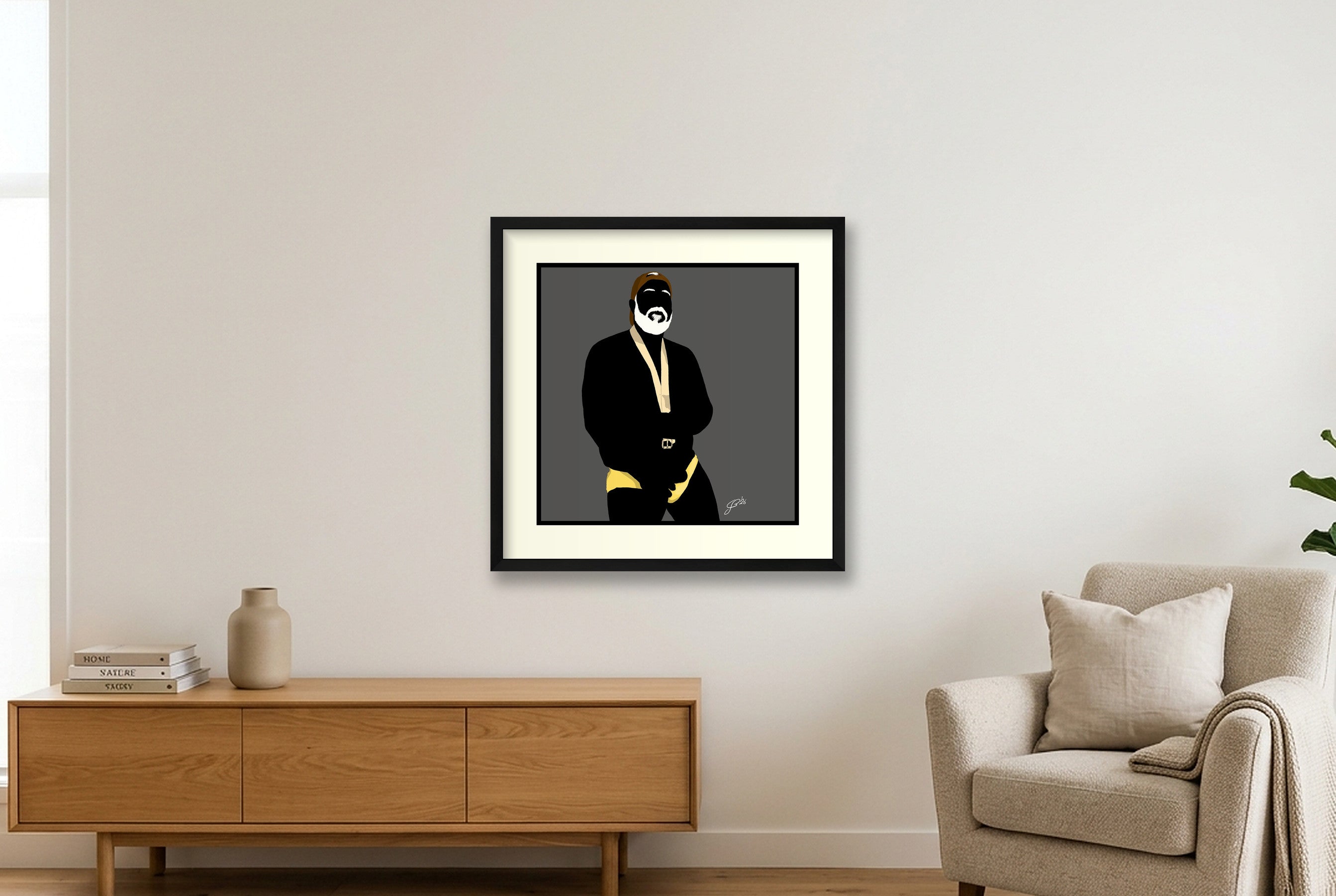 Raul - Bear flag colours Art - Grey — 50×50cm, 20×20" Black Frame
