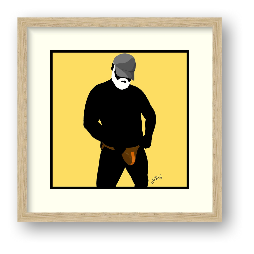 Jim - Bear flag colours Art - Yellow — framed