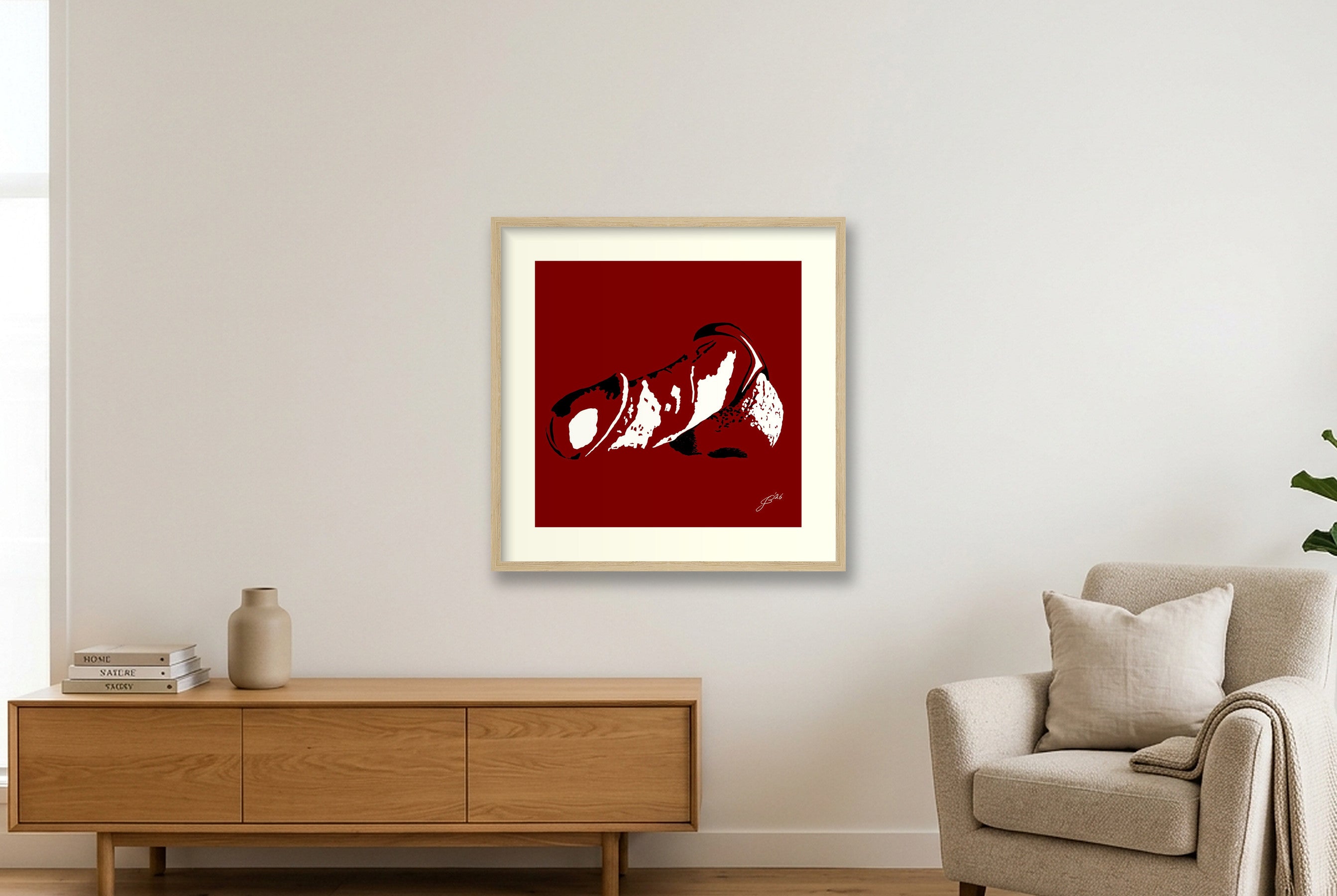 Ernesto’s Dick Pic — 50×50cm, 20×20" Oak Frame