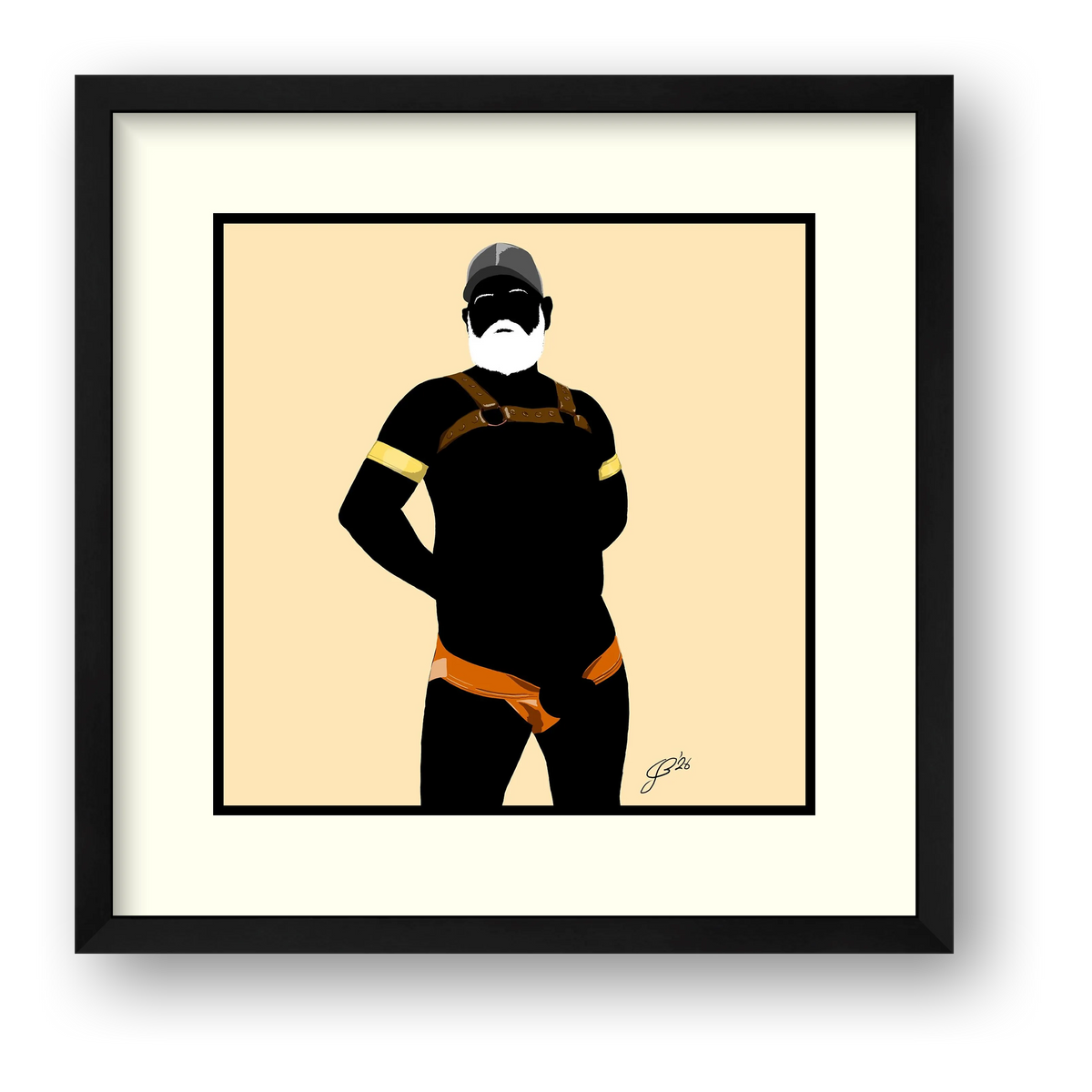 Rob - Bear flag colours Art - Cream — framed