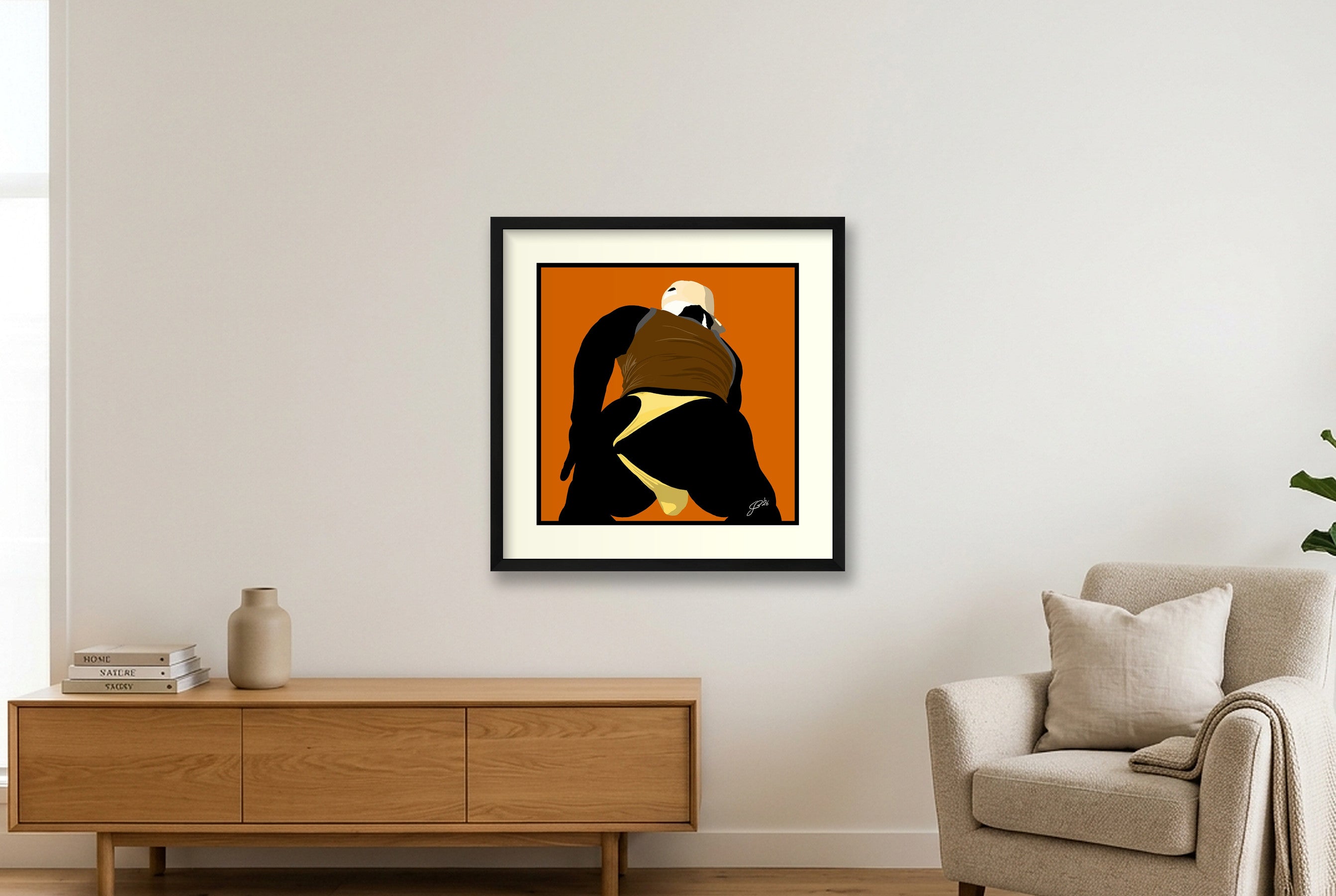 Tom - Bear flag colours Art - Orange — 50×50cm, 20×20" Black Frame