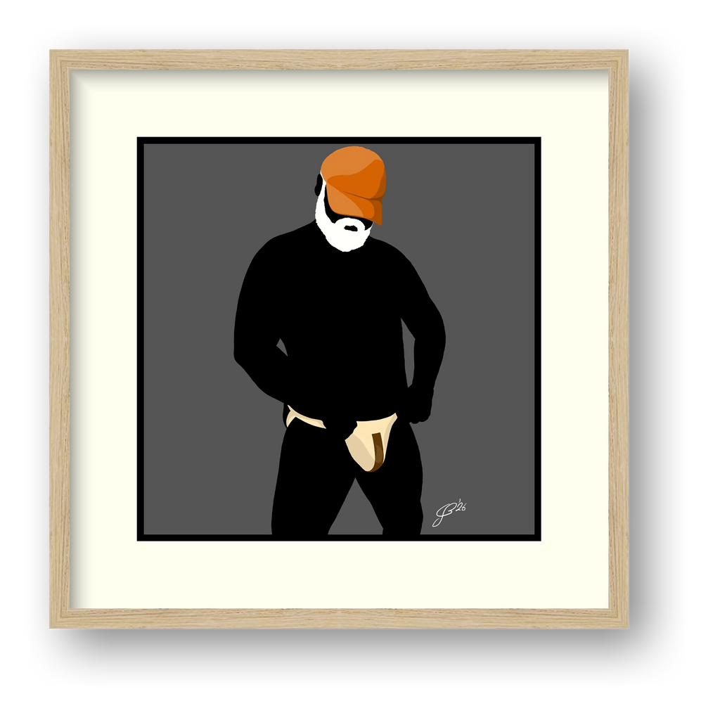 Jim - Bear flag colours Art - Grey — framed