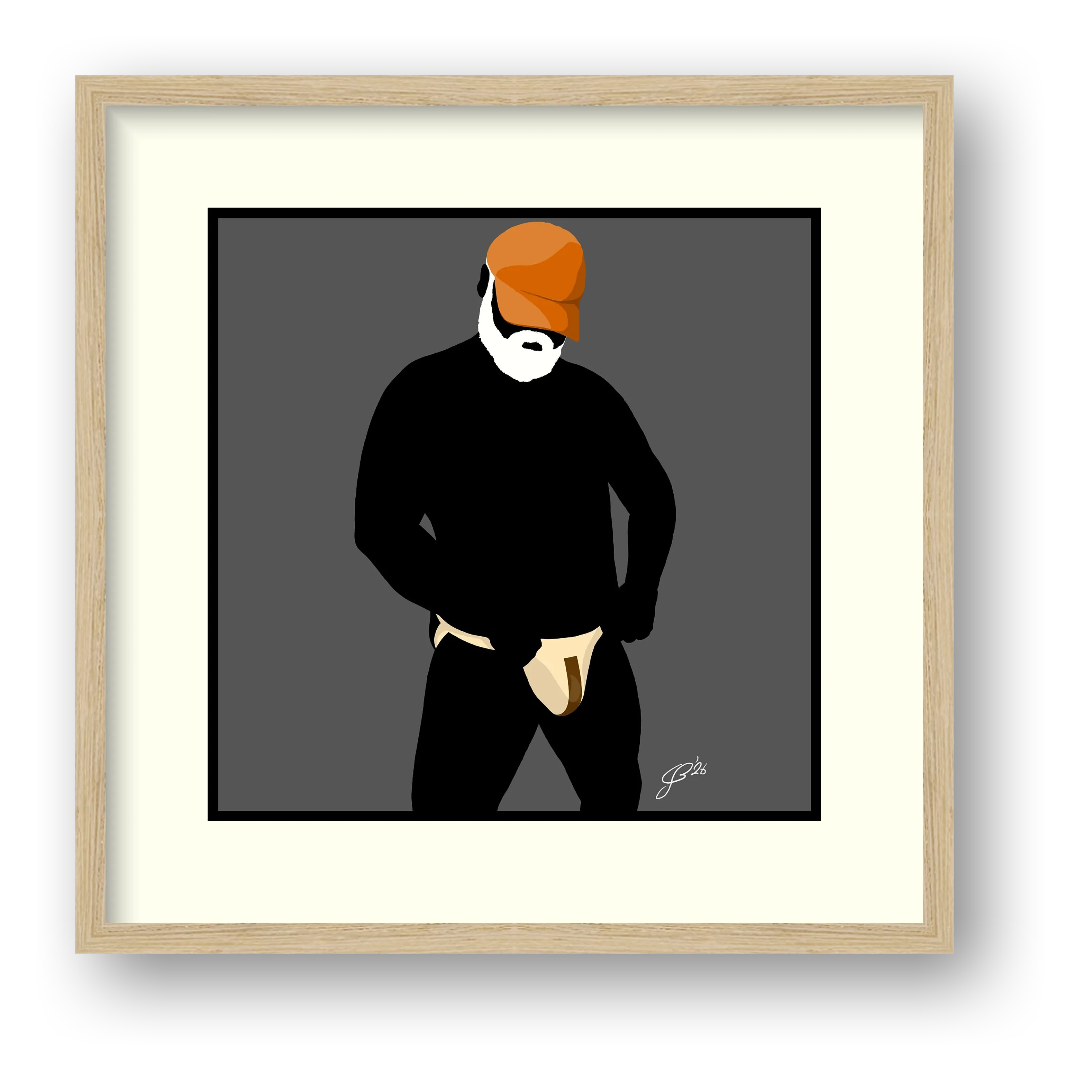 Jim - Bear flag colours Art - Grey — framed