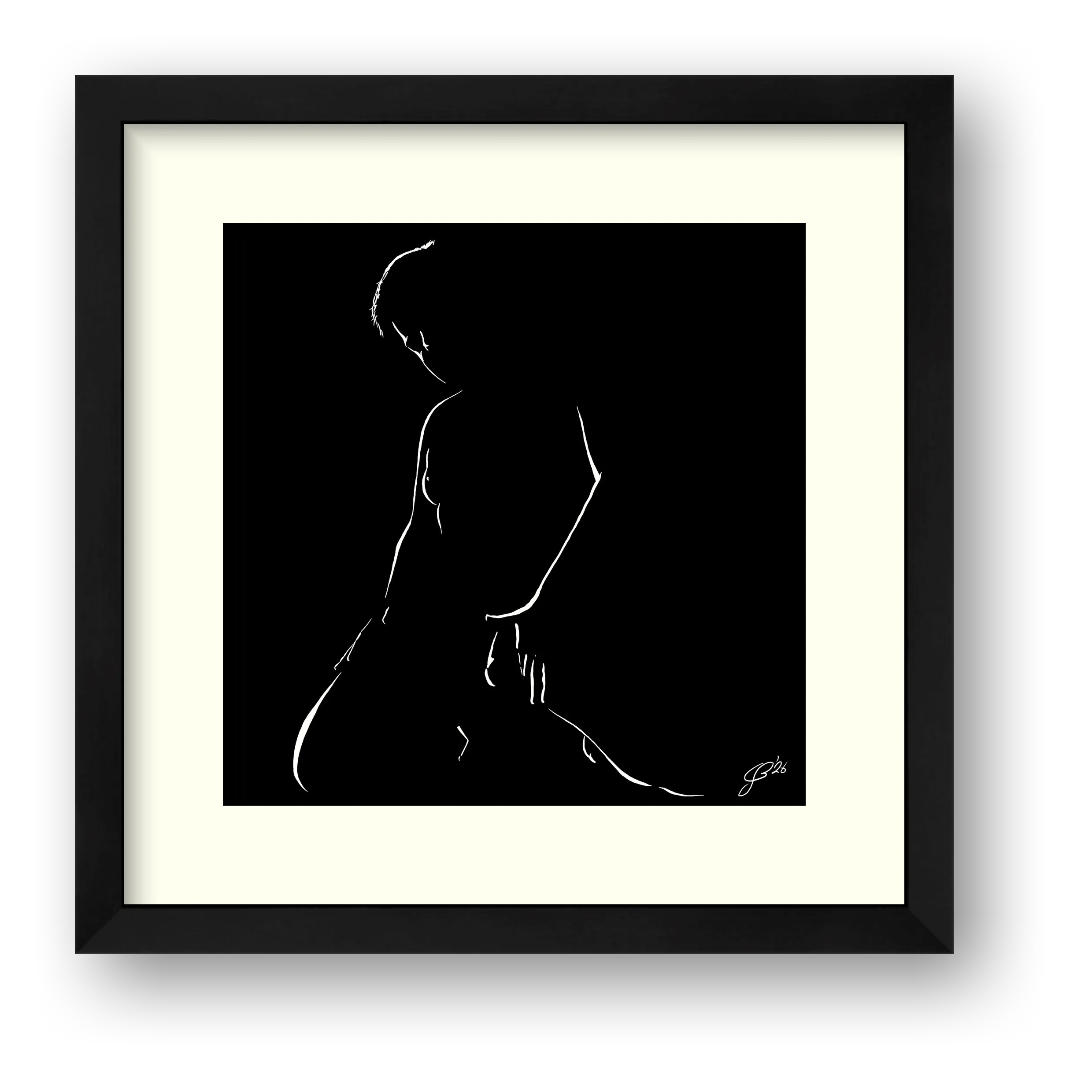 Kneeling Nathan “Negative space Bear” — framed