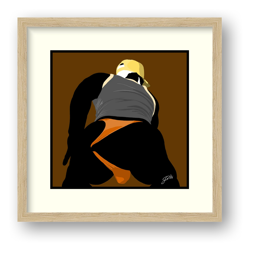 Tom - Bear flag colours Art - Brown — framed