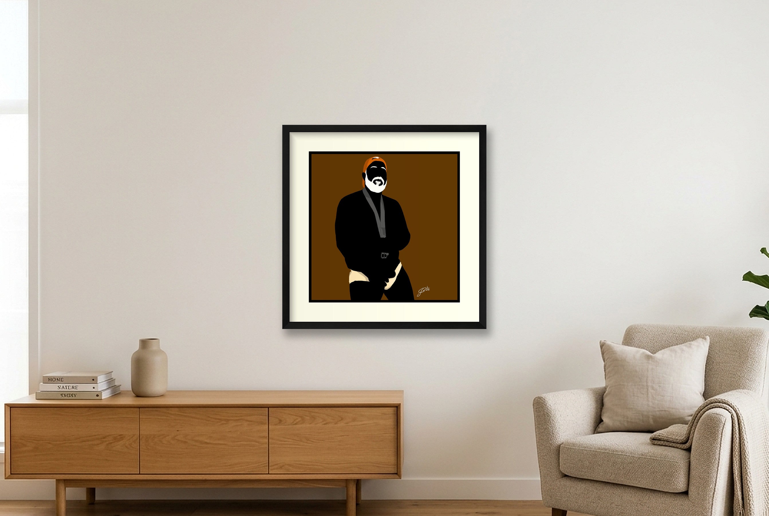 Raul - Bear flag colours Art - Brown — 50×50cm, 20×20" Black Frame