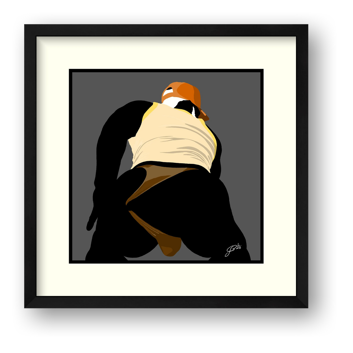 Tom - Bear flag colours Art - Grey — framed