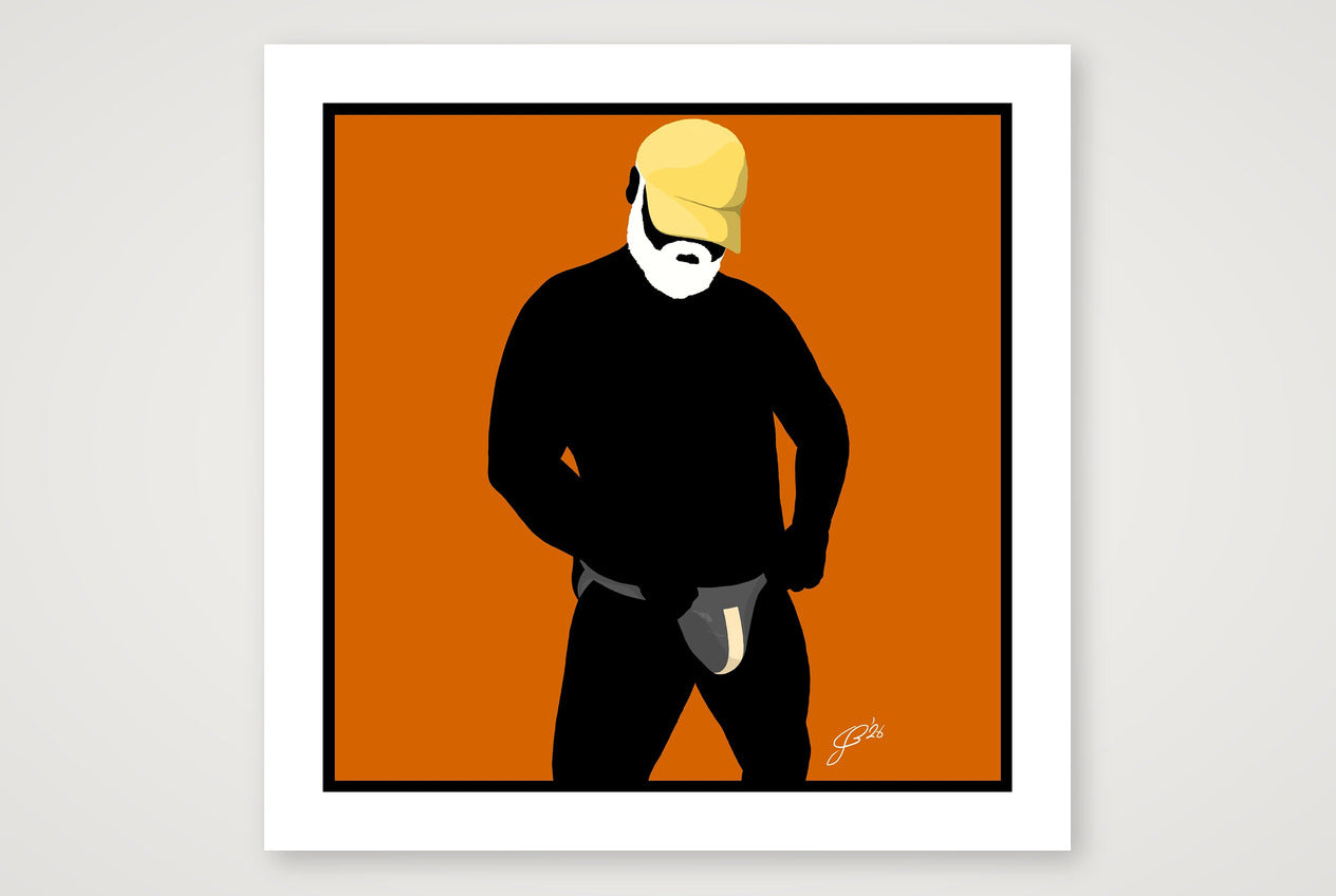 Jim - Bear flag colours Art - Orange — 70×70cm, 28×28" Print only