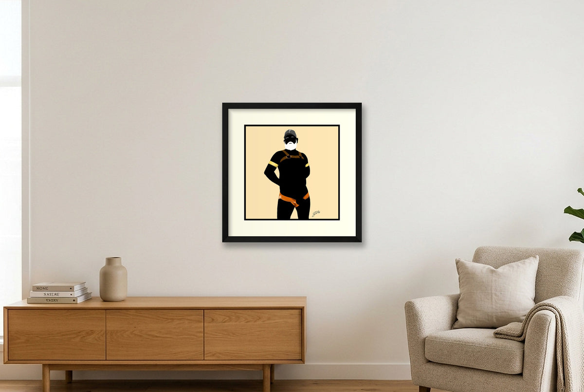 Rob - Bear flag colours Art - Cream — 40×40cm, 16×16" Black Frame