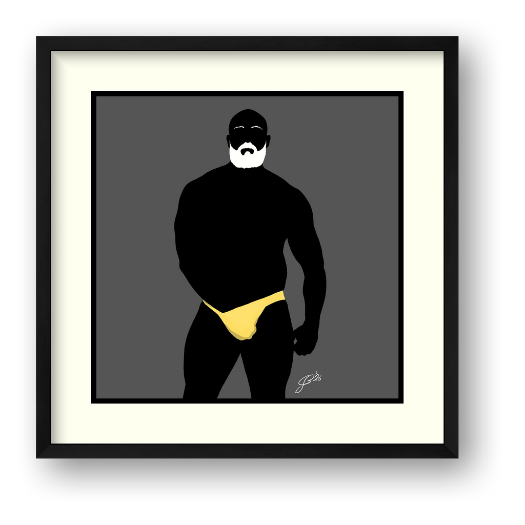 Rex - Bear flag colours Art - Grey — framed
