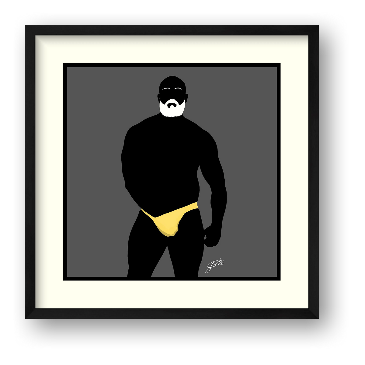 Rex - Bear flag colours Art - Grey — framed