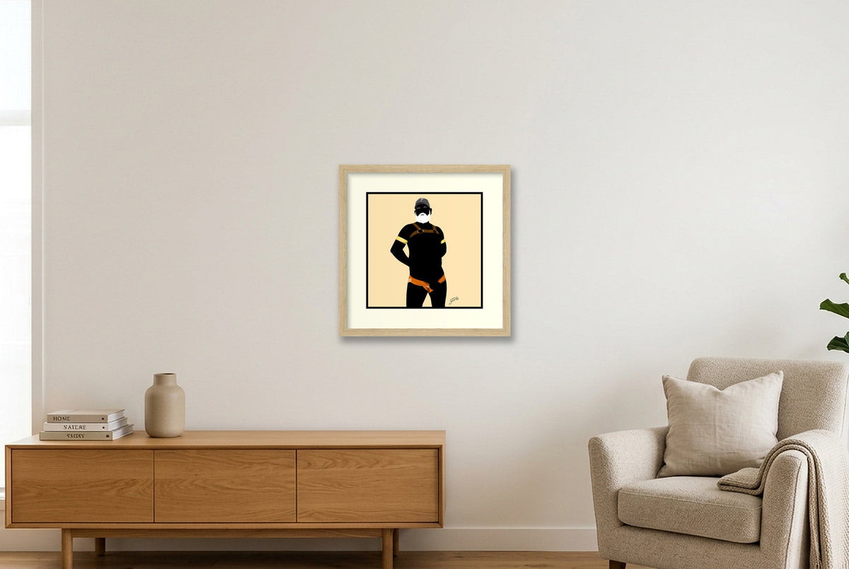 Rob - Bear flag colours Art - Cream — 30×30cm, 12×12" Oak Frame