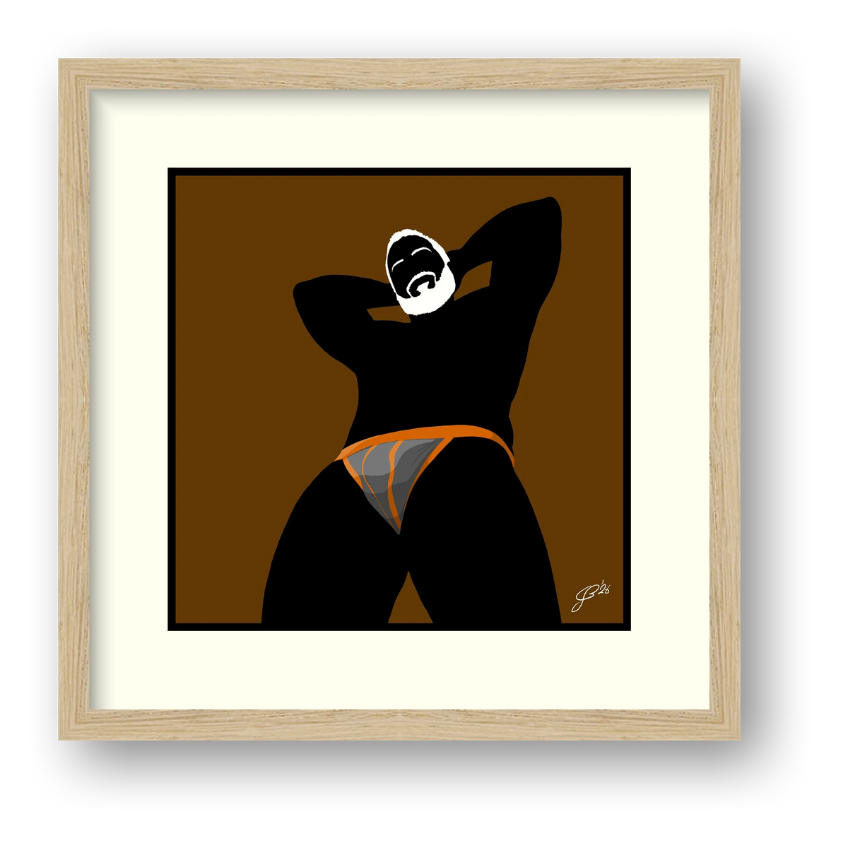 Frank - Bear flag colours Art - Brown — framed