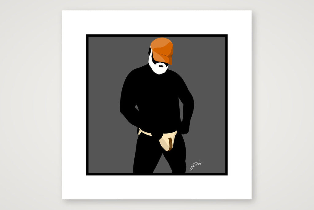Jim - Bear flag colours Art - Grey — 30×30cm, 12×12" Print only