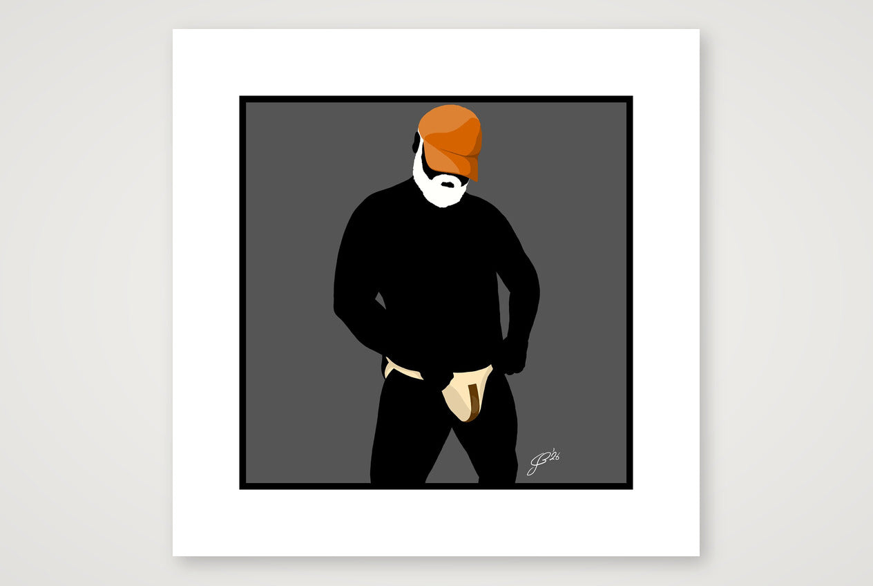 Jim - Bear flag colours Art - Grey — 30×30cm, 12×12" Print only