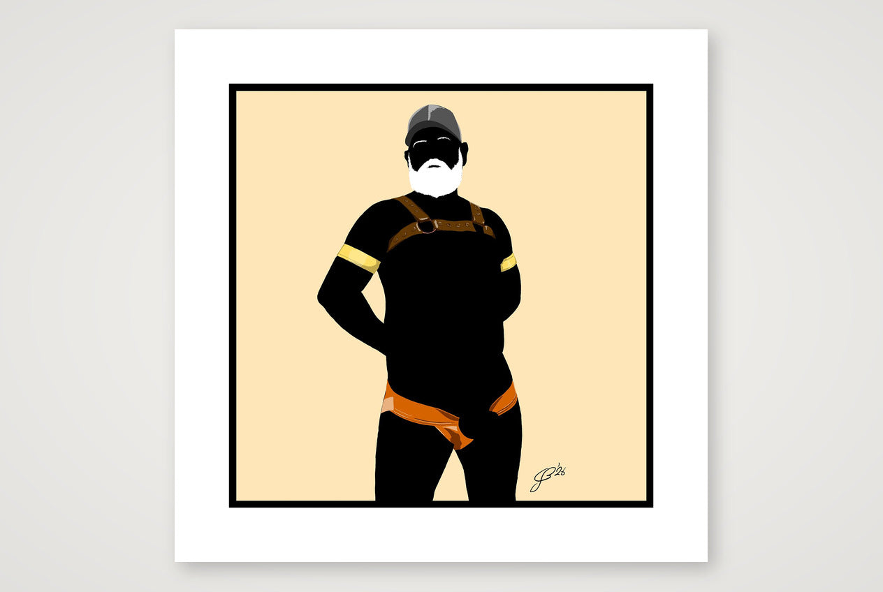 Rob - Bear flag colours Art - Cream — 50×50cm, 20×20" Print only