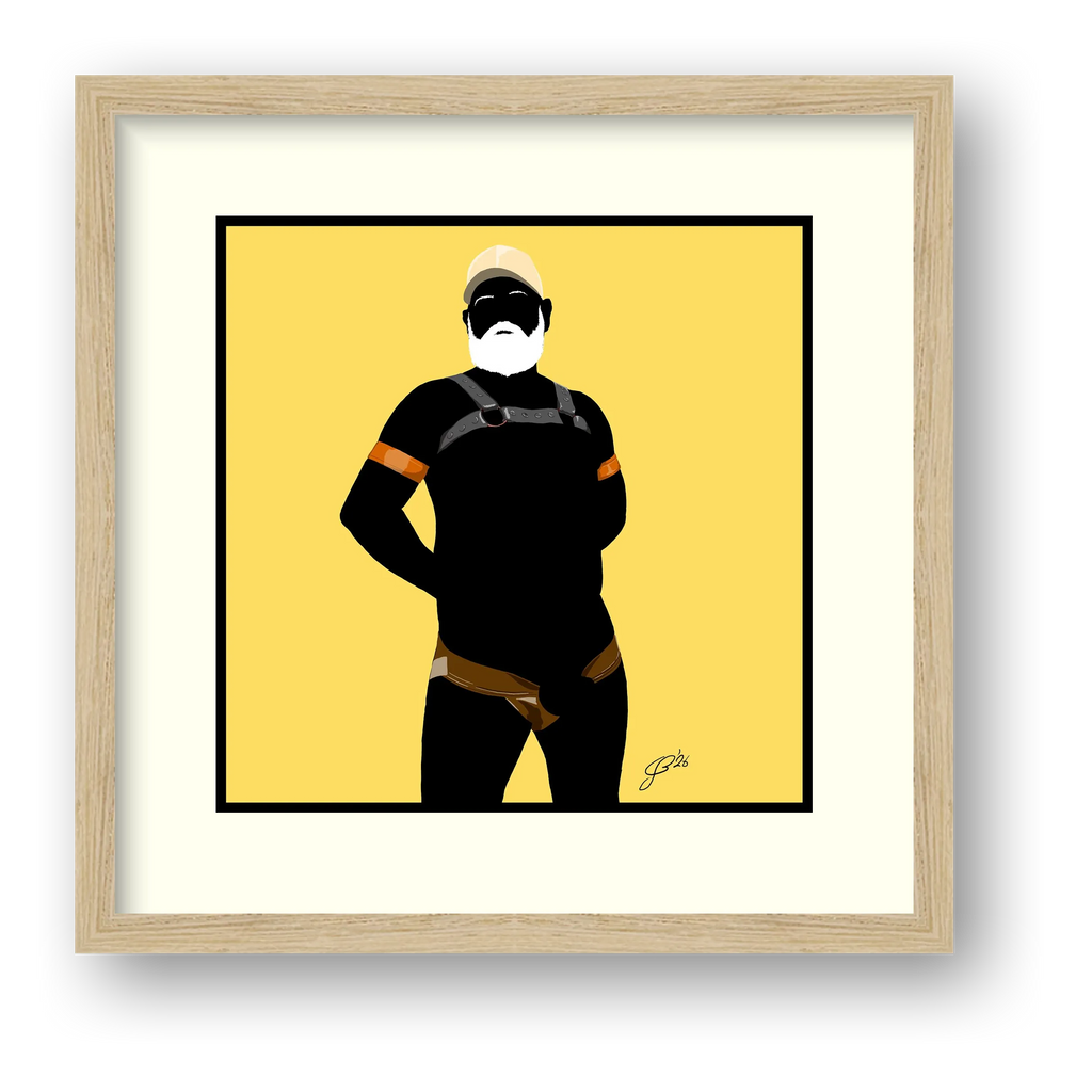Rob - Bear flag colours Art - Yellow — framed
