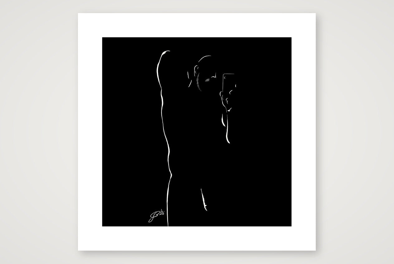 Selfie Si “Negative space Bear” — 50×50cm, 20×20" Print only
