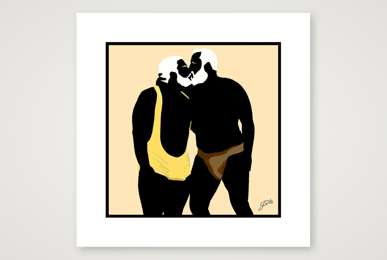 Mark & Steve - Bear flag colours Art - Cream — 40×40cm, 16×16" Print only
