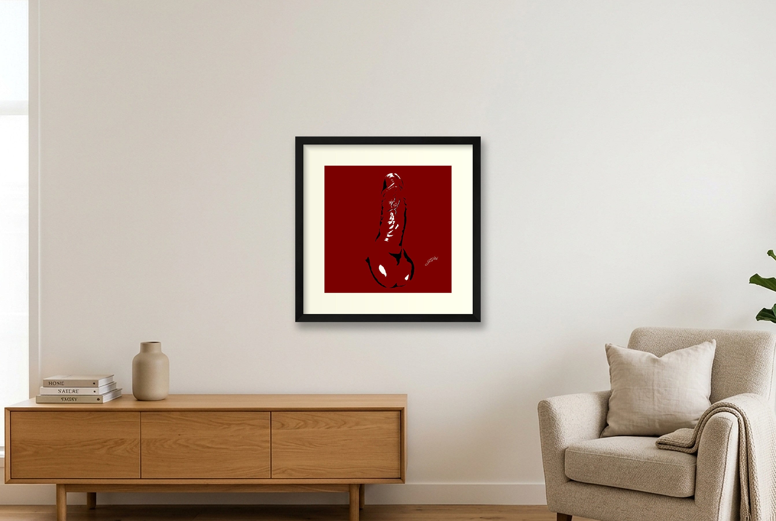 Carlos’s Dick Pic — 40×40cm, 16×16" Black Frame