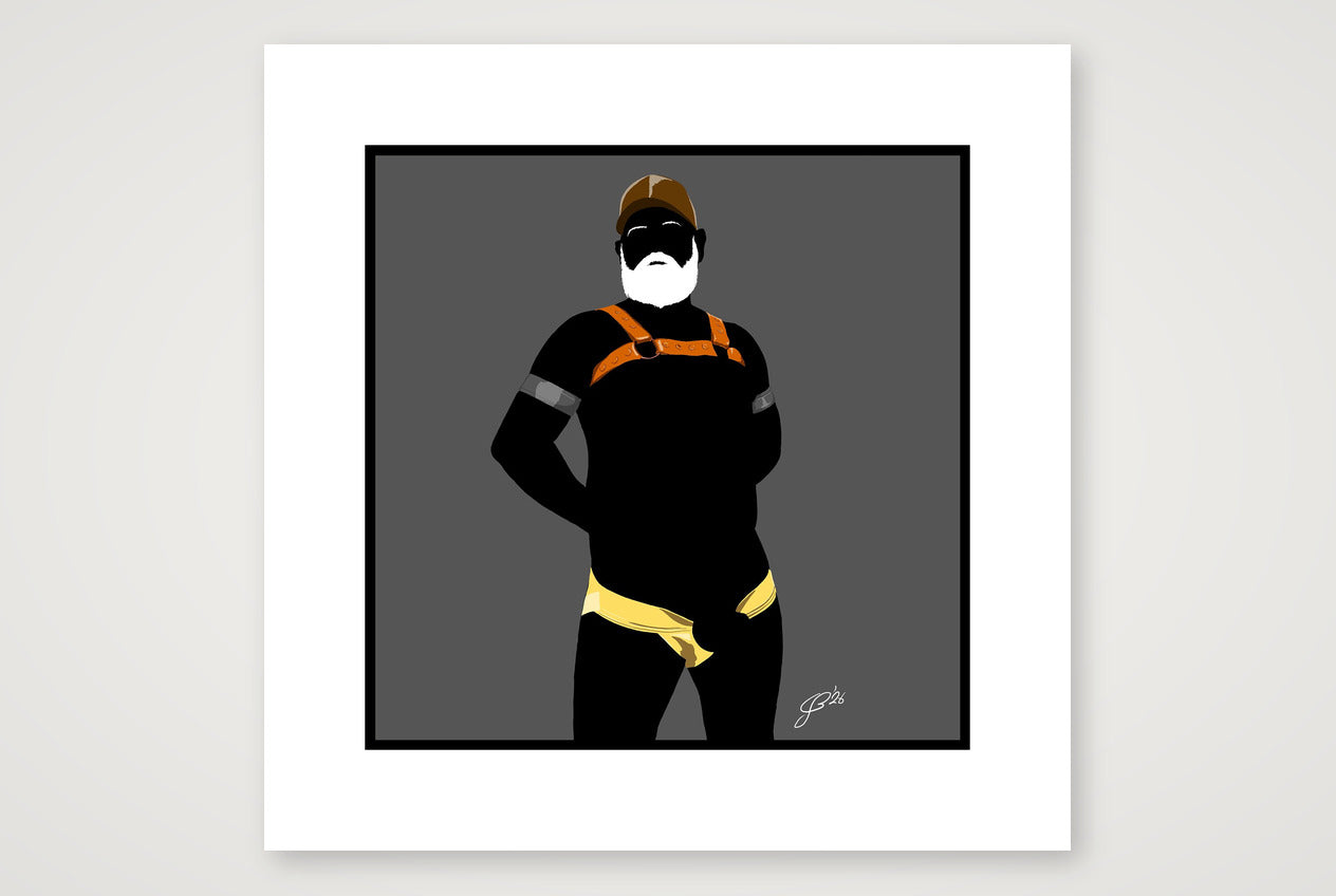 Rob - Bear flag colours Art - Grey — 40×40cm, 16×16" Print only