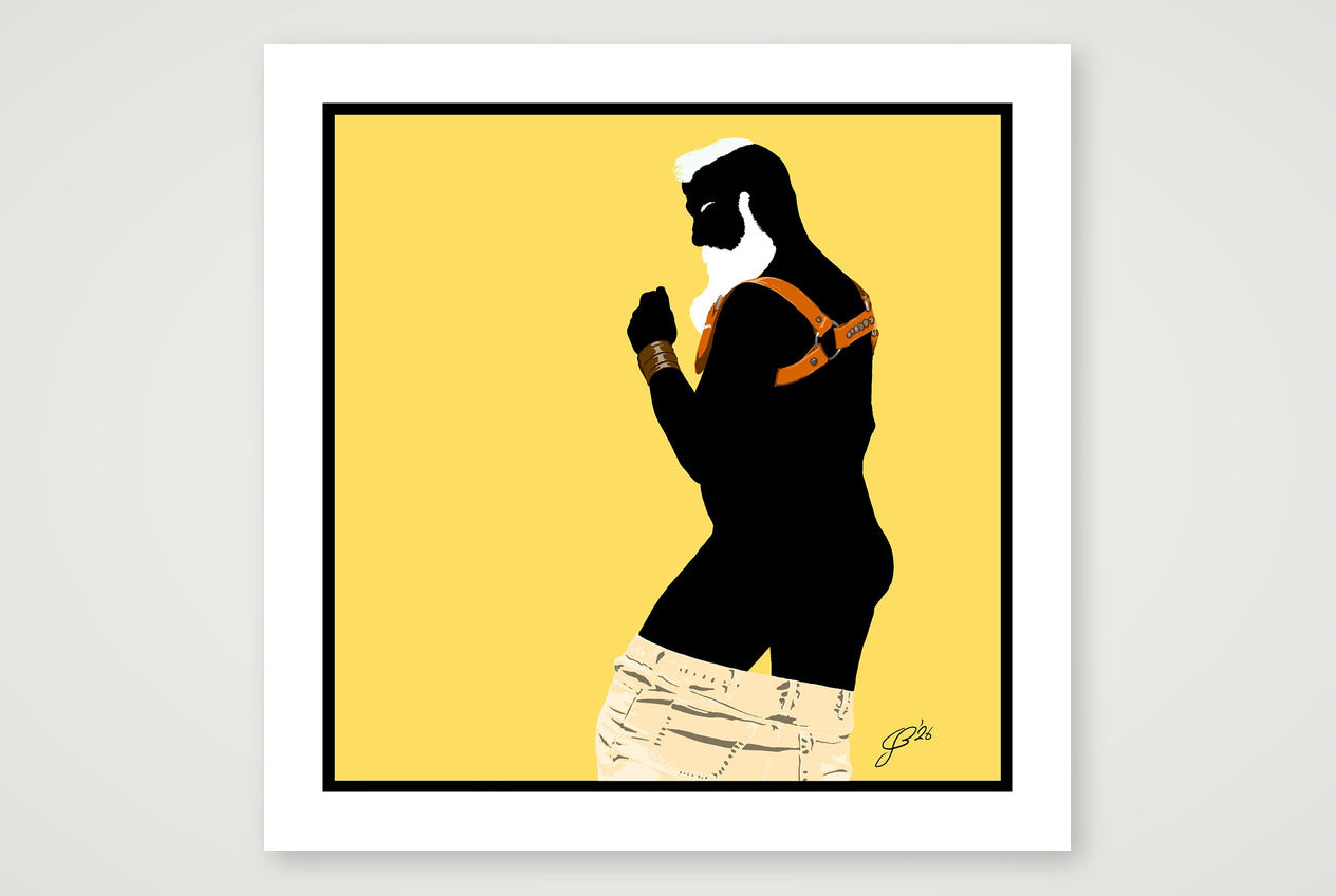 Bruce - Bear flag colours Art - Yellow — 70×70cm, 28×28" Print only