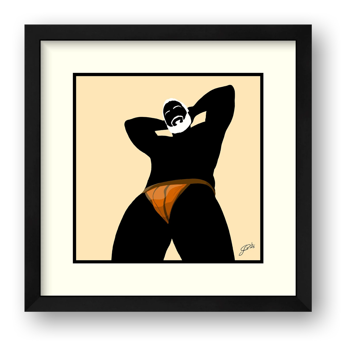 Frank - Bear flag colours Art - Cream — framed