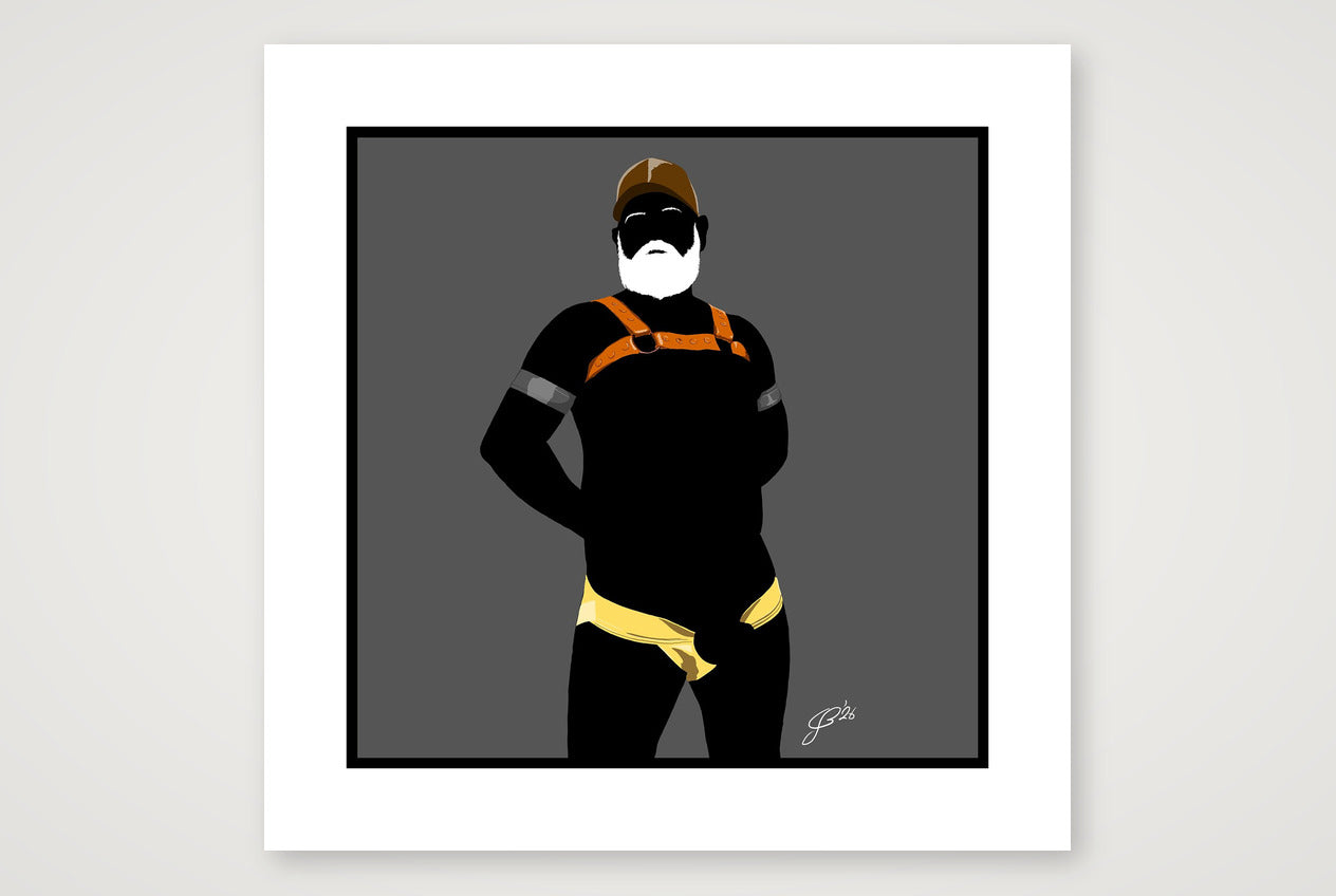 Rob - Bear flag colours Art - Grey — 50×50cm, 20×20" Print only