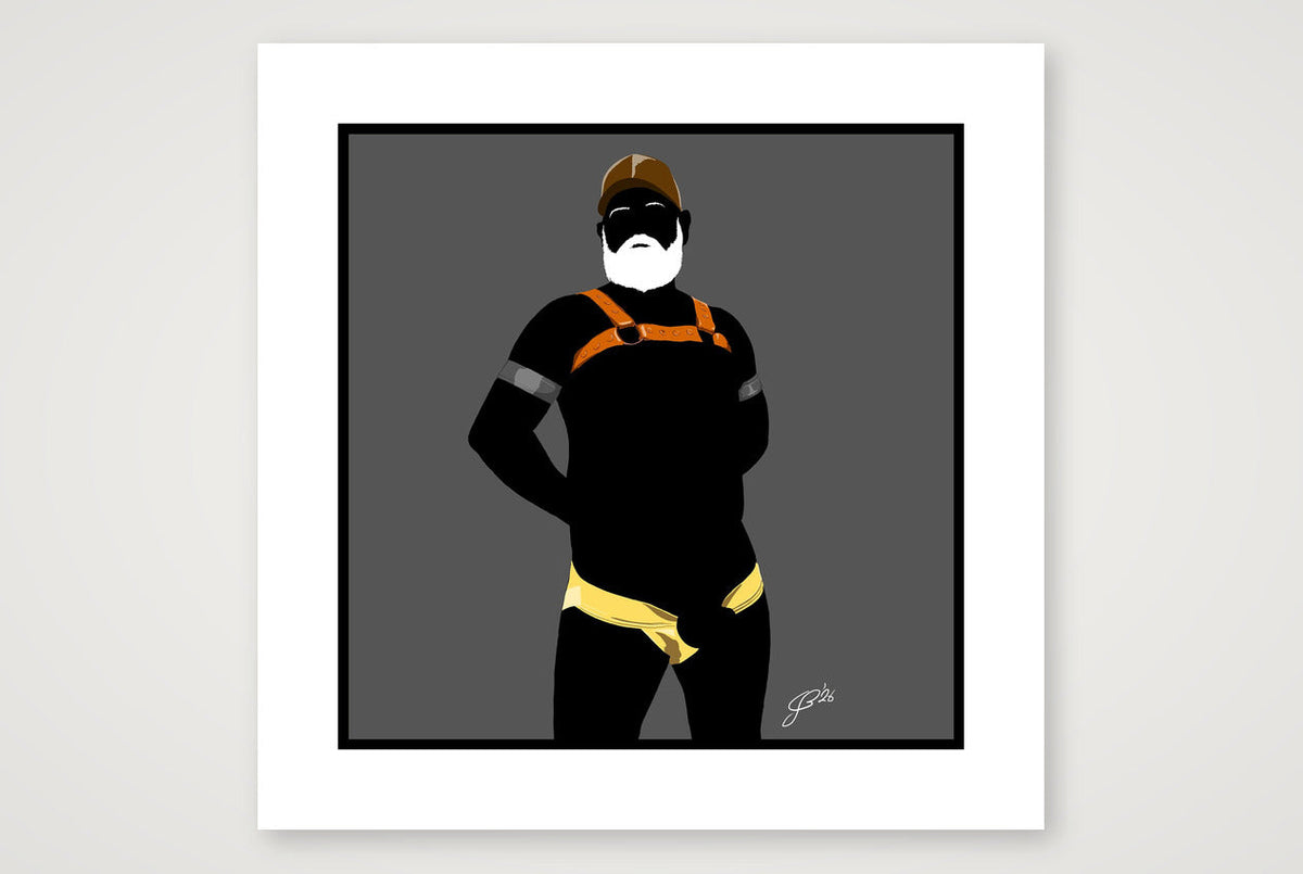 Rob - Bear flag colours Art - Grey — 50×50cm, 20×20" Print only
