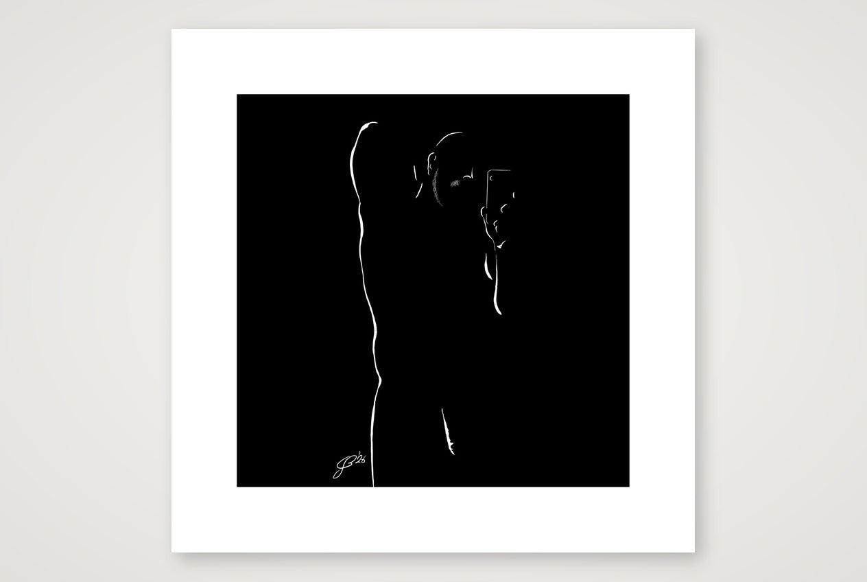 Selfie Si “Negative space Bear” — 40×40cm, 16×16" Print only