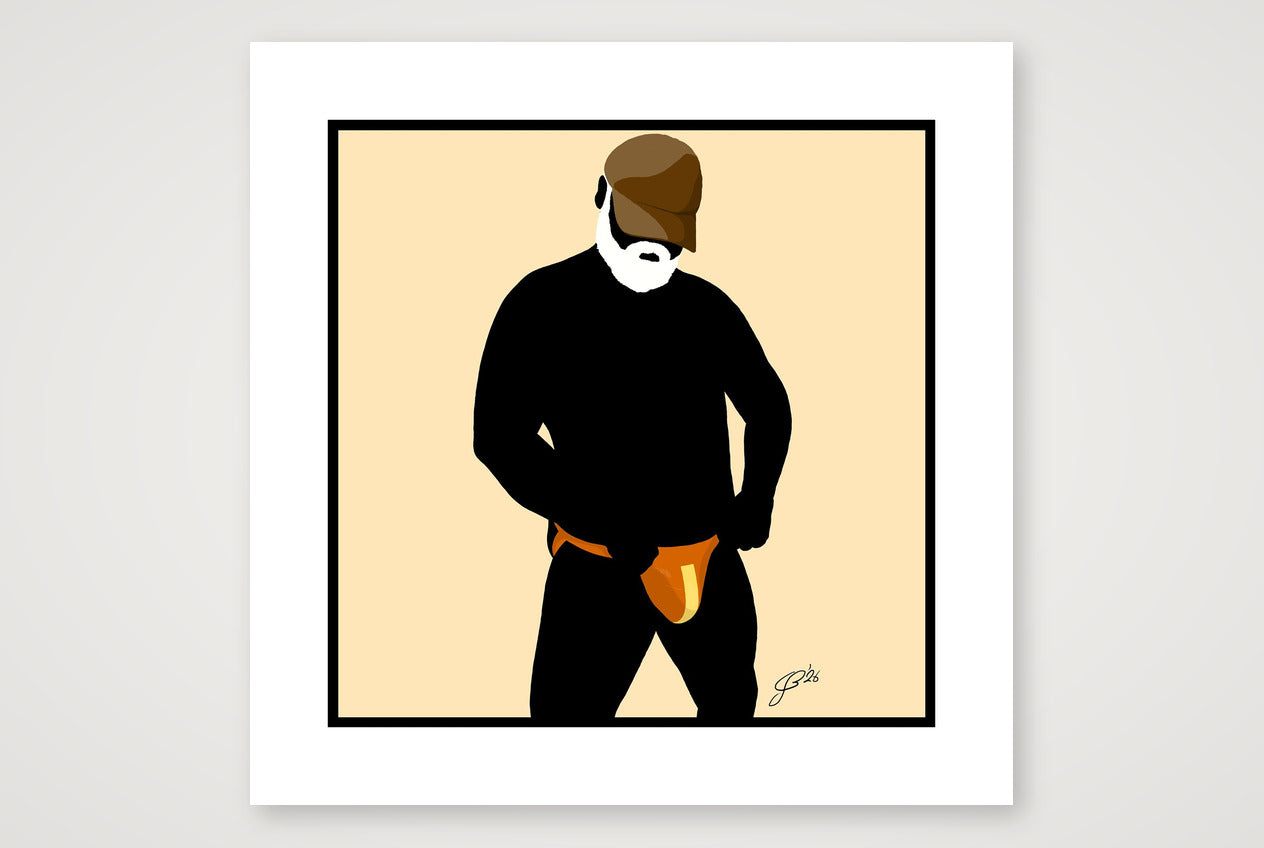 Jim - Bear flag colours Art - Cream — 50×50cm, 20×20" Print only