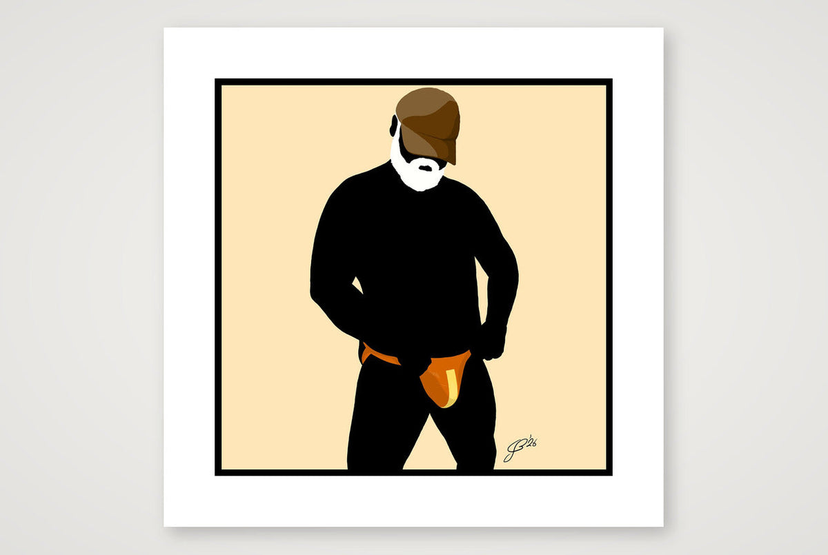 Jim - Bear flag colours Art - Cream — 50×50cm, 20×20" Print only
