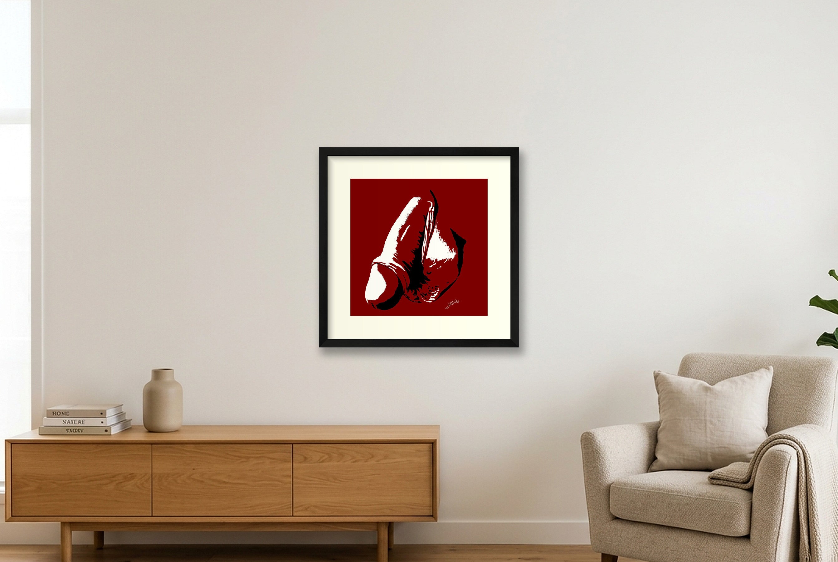 Quentin’s Dick Pic — 40×40cm, 16×16" Black Frame