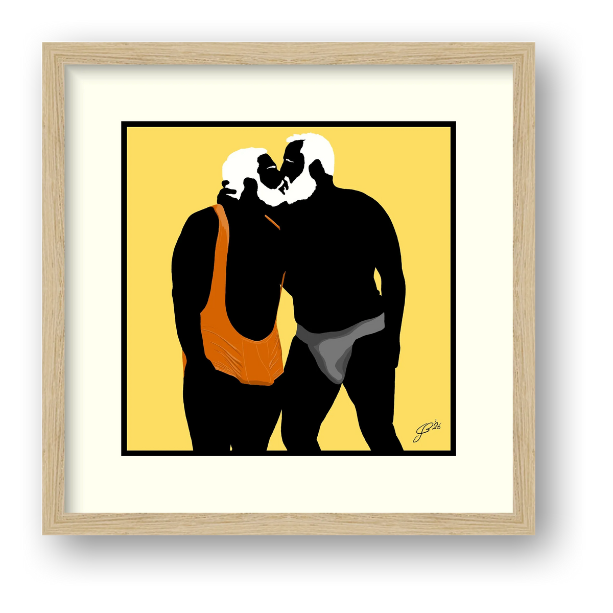 Mark & Steve - Bear flag colours Art - Yellow — framed