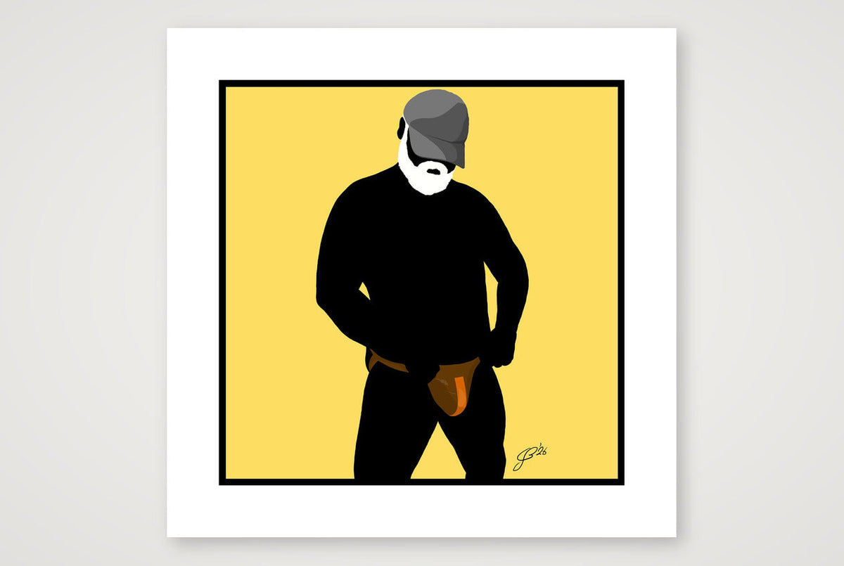 Jim - Bear flag colours Art - Yellow — 50×50cm, 20×20" Print only