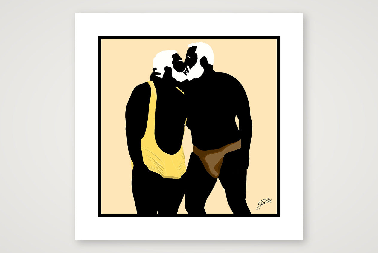 Mark & Steve - Bear flag colours Art - Cream — 50×50cm, 20×20" Print only