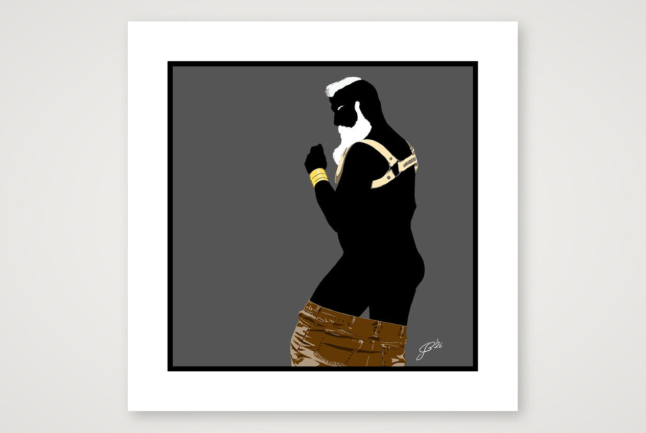Bruce - Bear flag colours Art - Grey — 50×50cm, 20×20" Print only