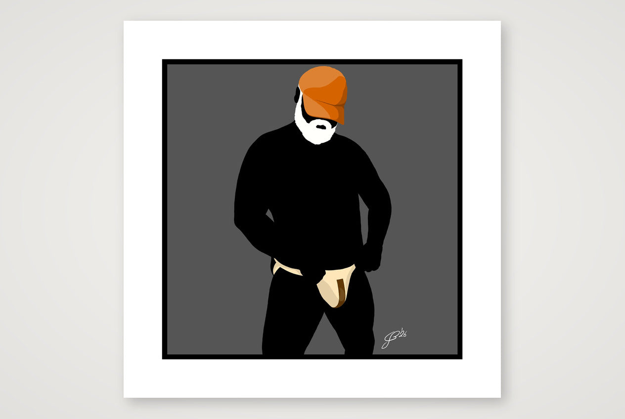 Jim - Bear flag colours Art - Grey — 50×50cm, 20×20" Print only