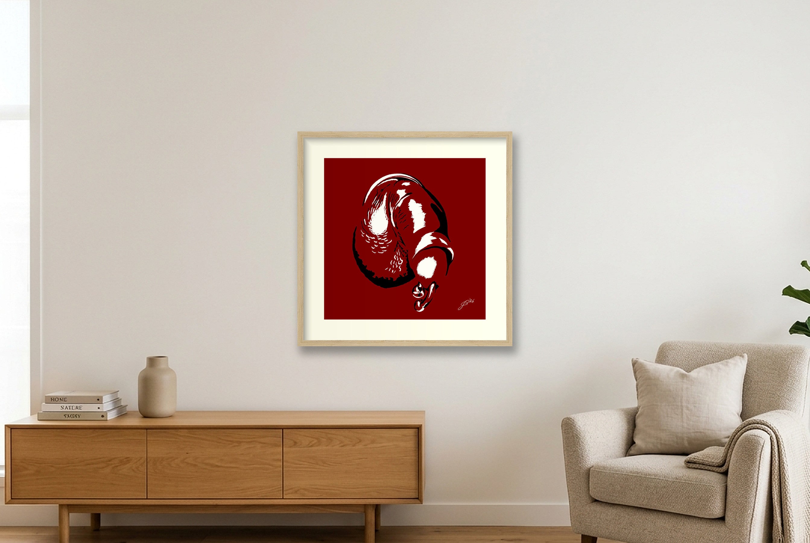 Julio’s Dick Pic — 50×50cm, 20×20" Oak Frame
